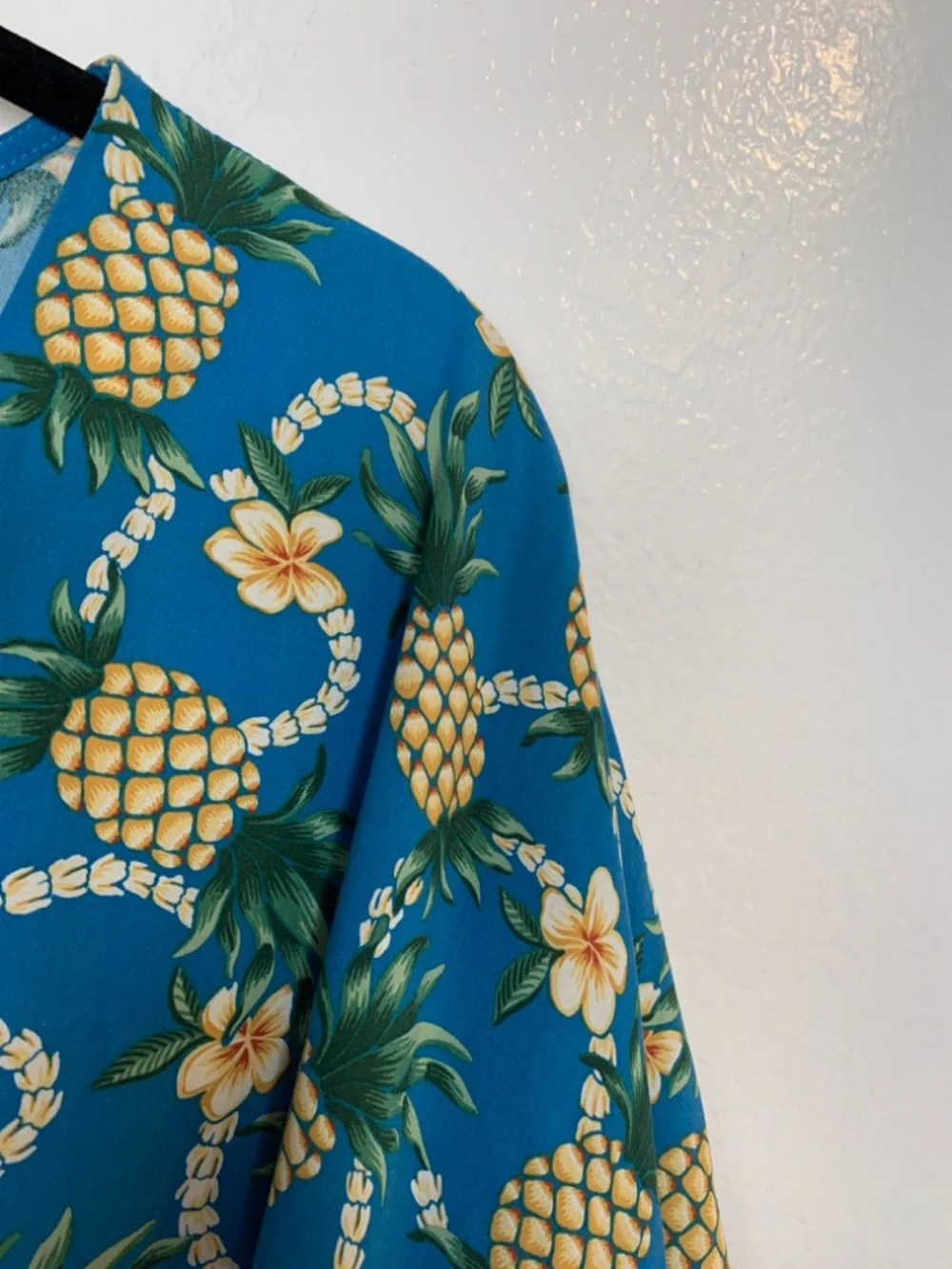 Reyn Spooner Womens Beach Swimsuit Coverup XL Blue Pineapple Print Tassel Tie - Picture 5 of 15